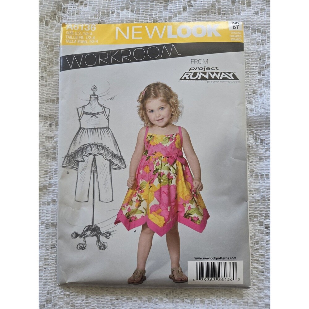 New Look Pattern 6136 Toddler Girls Dress~Tunic w/Zig Zag or Asymmetic Hem 1/2-4
